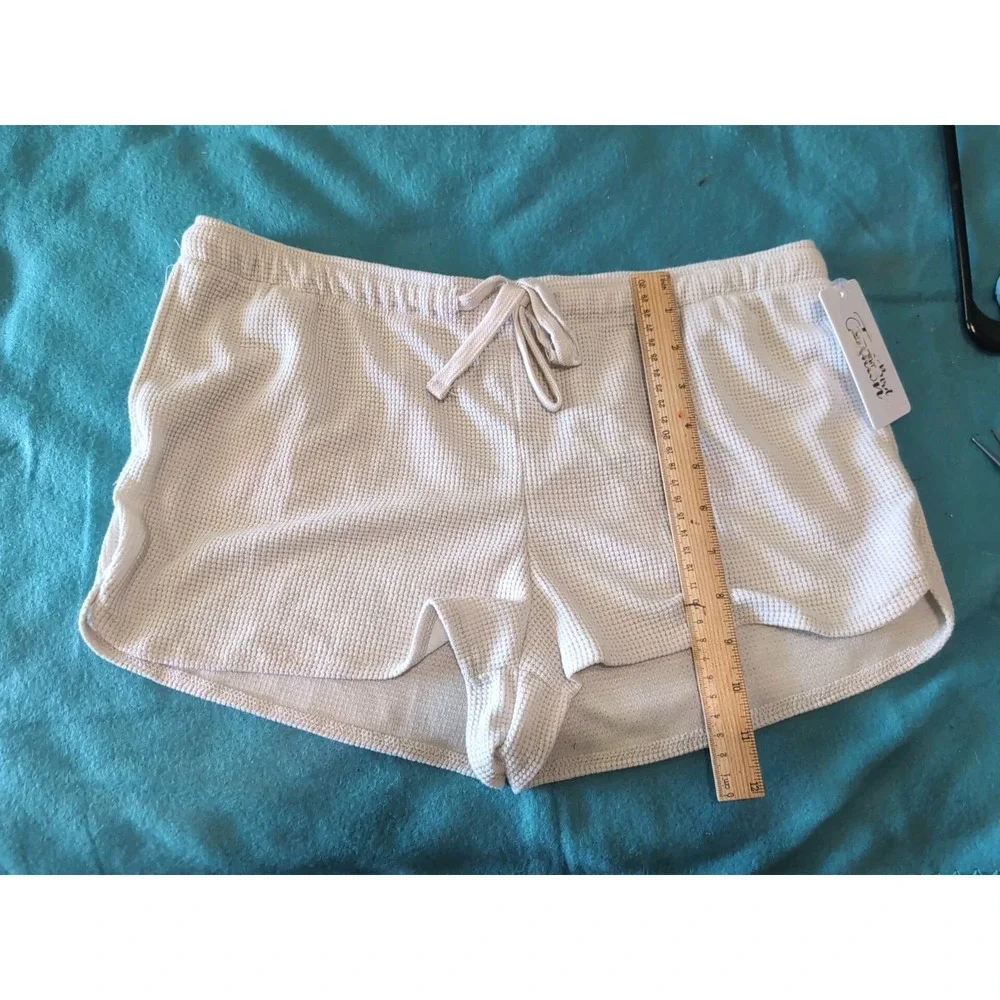 Bird Fashion Womens Waffle Knit Drawstring Shorts Pockets Beige L PFGS8673 NWT